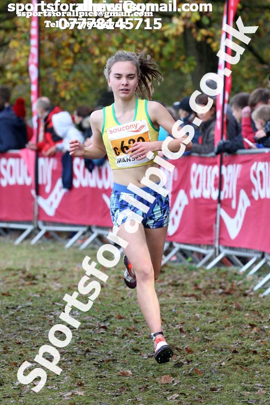 Girls under-13s National Cross Country Relay, Berry Hill Park, Mansfield. Photo:  David T. Hewitson/Sports for All Pics